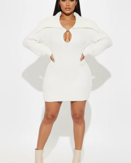 Cozy Keyhole Knit Mini Dress