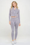 Ladies Choice Ribbed Knit Tracksuit - S / Gray - Leggings