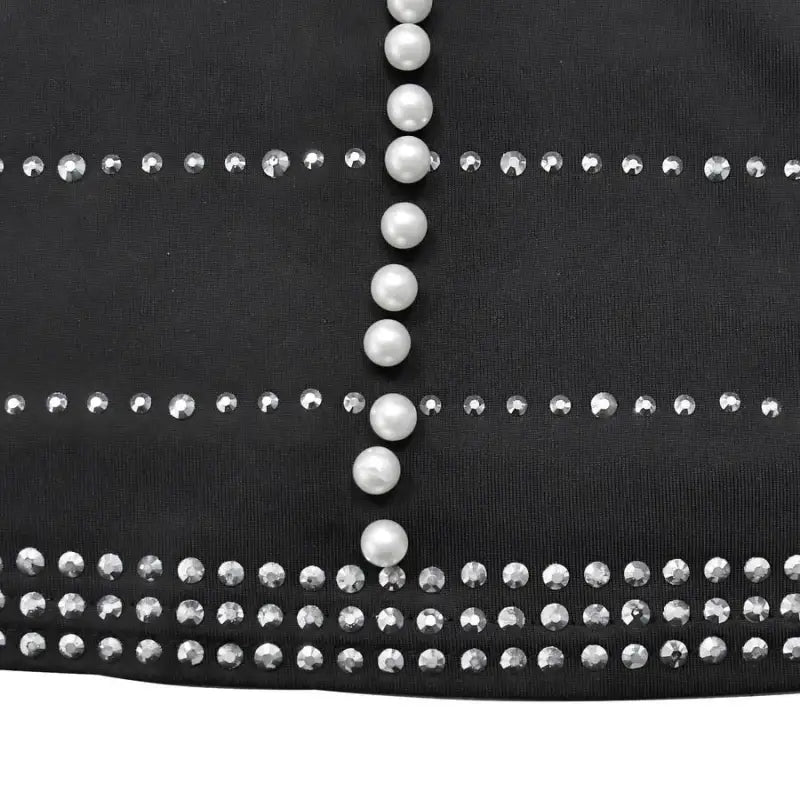 Lady In Rhinestone and Pearls Mini Dress - Dresses