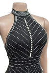 Lady In Rhinestone and Pearls Mini Dress - Dresses