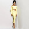 Lemonade Feather Detail Sleeve Midi Dress - S / Yellow