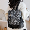 Leopard PU Leather Backpack Bag - Black - Backpacks