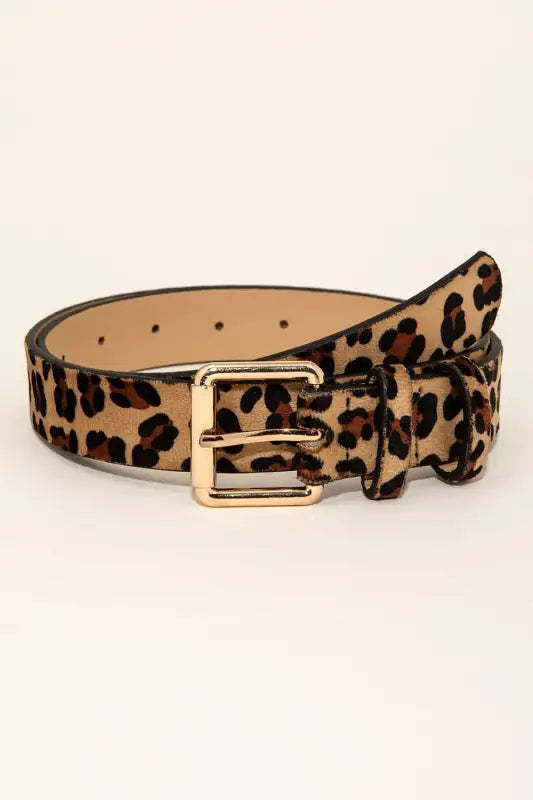 Leopard PU Leather Belt - S / Brown - Belts