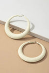 Matte Color Coated Puff Hoop Earrings - 2.75 inches / Cream