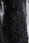 Mesh Lightening Bolt Sequin Fringe Floor Length Dress