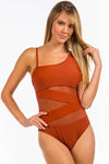 Mesh Wrap Around Swimsuit - Copper / S - One-Piece Swimsuits
