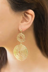 Navi Swirl Silver Post Drop Earrings - Gold-tone