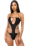 One-piece Swimsuit With Sexy Cut-Outs - S / Black