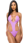 One-piece Swimsuit With Sexy Cut-Outs - S / Lavender
