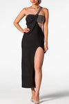 One-Shoulder Cutout Split Dress - S / Black - Maxi Dresses