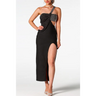 One - Shoulder Cutout Split Dress - S / Black - Maxi Dresses