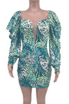 Only Way Is Up Turquoise Cheetah Mini Dress-(S-2XL)