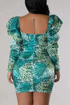 Only Way Is Up Turquoise Cheetah Mini Dress-(S-2XL)