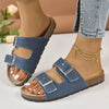 Open Toe Double Buckle Sandals - 35(US4) / Dusty Blue