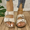 Open Toe Double Buckle Sandals - 35(US4) / White - Slides