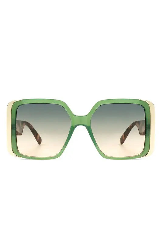 Oversize Flat Top Fashion Square Women Sunglasses - Green