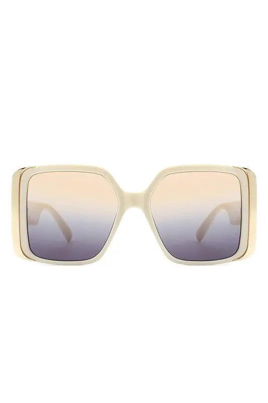 Oversize Flat Top Fashion Square Women Sunglasses - Neutral