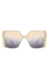 Oversize Flat Top Fashion Square Women Sunglasses - Neutral