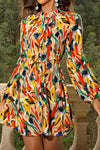 Peacock Single-Breasted Drawstring Mini Shirt Dress