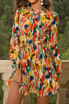 Peacock Single-Breasted Drawstring Mini Shirt Dress