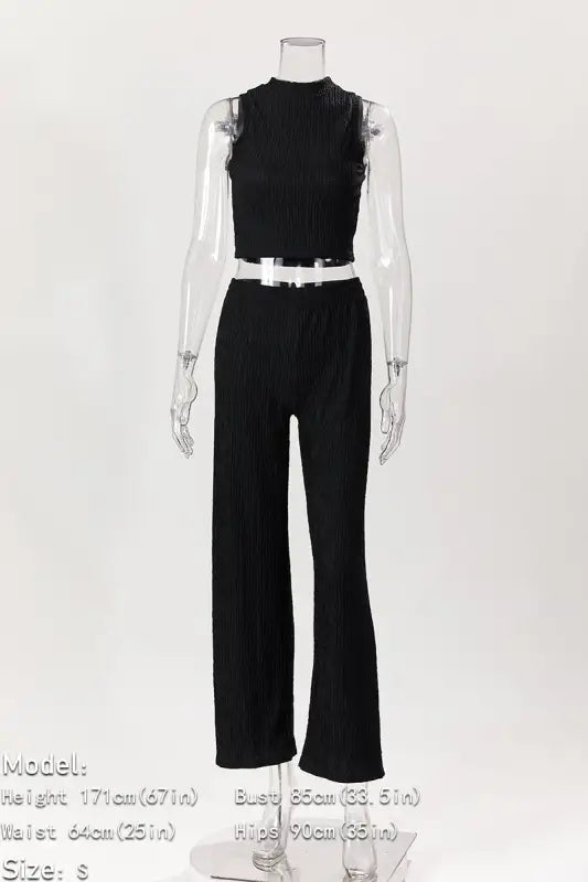 Perfect Timing Crop Sleeveless Shirt and Wide Pant Set