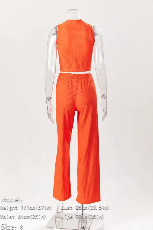 Perfect Timing Crop Sleeveless Shirt and Wide Pant Set