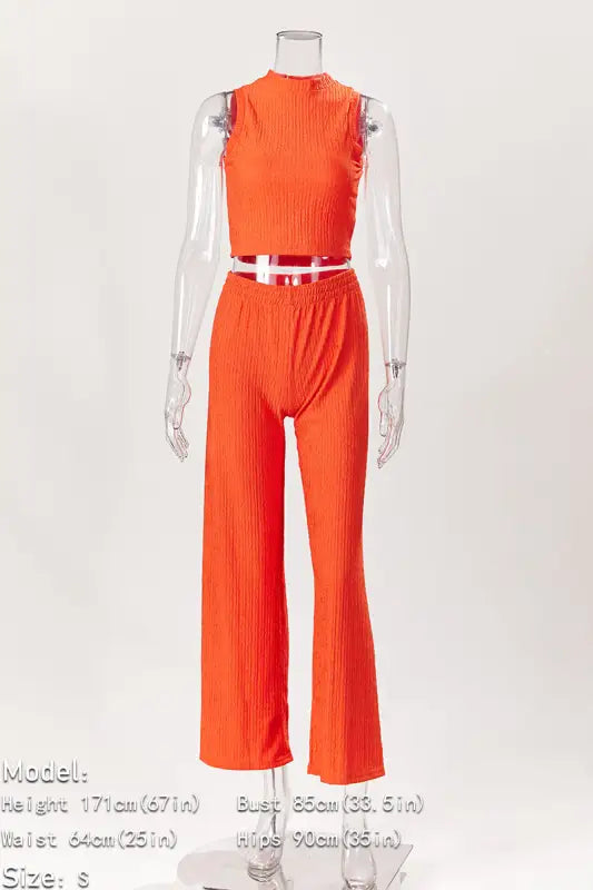 Perfect Timing Crop Sleeveless Shirt and Wide Pant Set