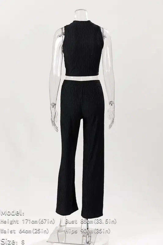 Perfect Timing Crop Sleeveless Shirt and Wide Pant Set