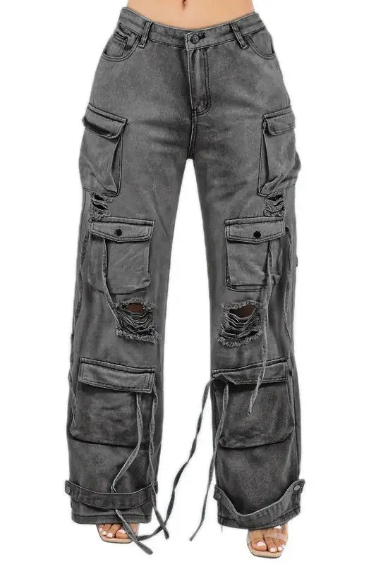 Pieces Of Me Cargo Style Denim Jeans (S-2XL)