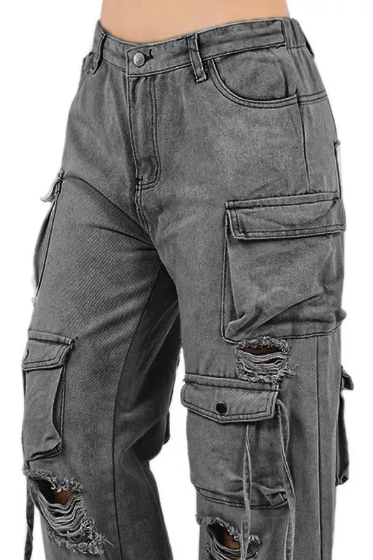 Pieces Of Me Cargo Style Denim Jeans (S-2XL)