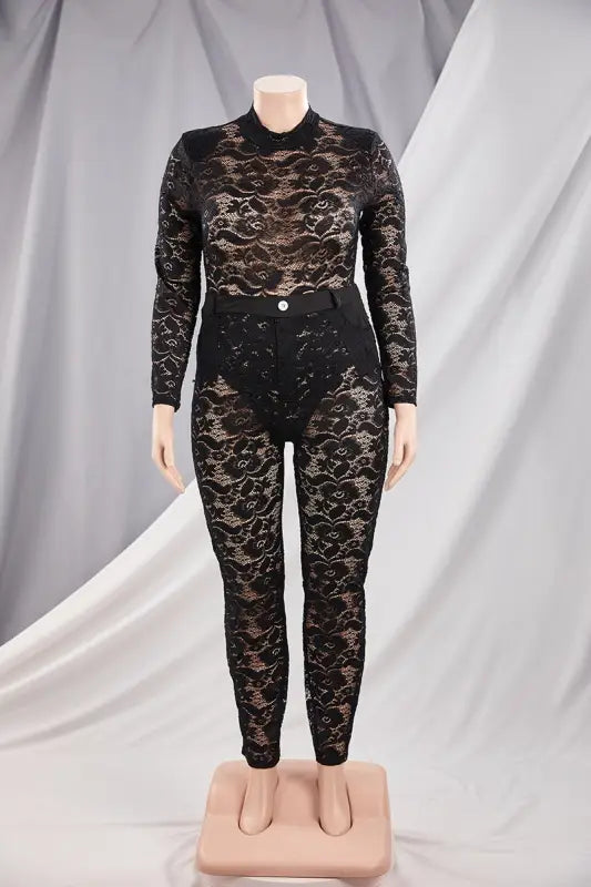 Plus Just In Case Lace Stretch Bodysuit Pant Set (without