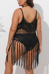 Plus Size Cut-Out Tassel Crochet Dress Cover-Up(only