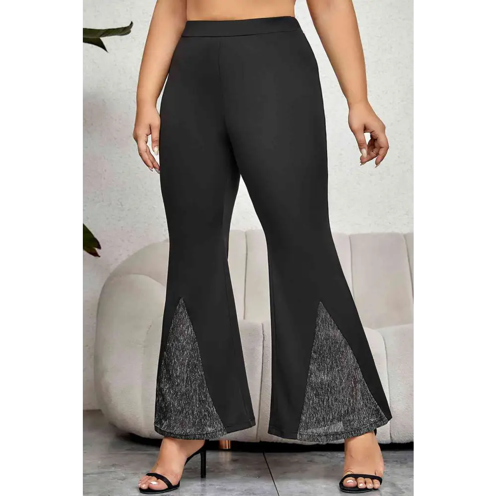 Plus Size High Waist Flare Pants Up to 4XL - 1XL / Black