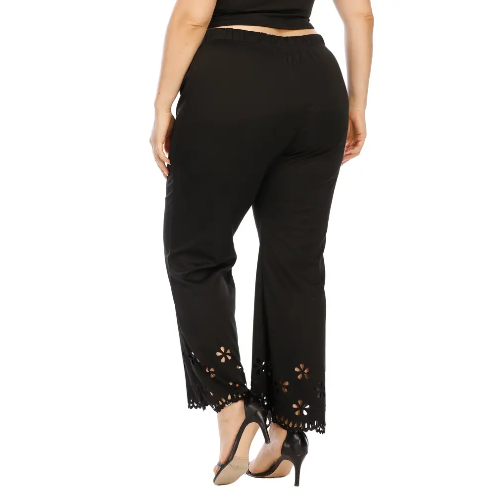 Plus Size Hollow Out Embroidery Detailed Pants - Casual