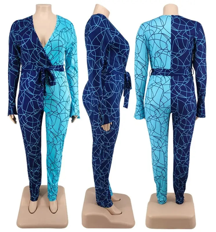 Plus Size In Love With Swirls Belted Jumpsuit (XL-5XL)