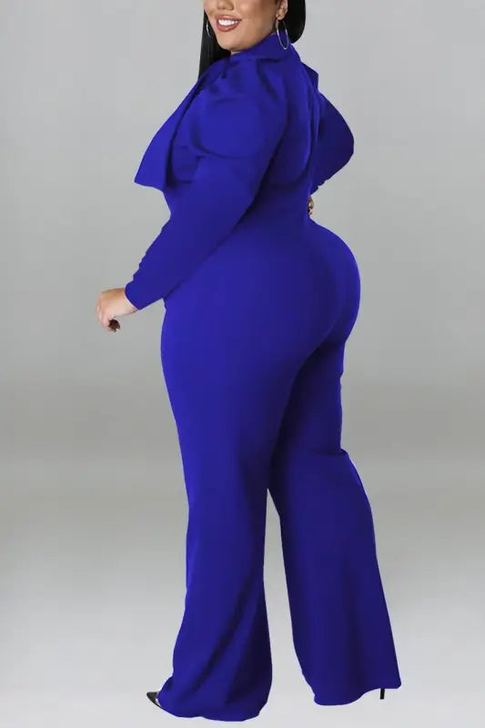Plus Size In The Office Stretch Bow Zip-Up Jumpsuit