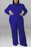Plus Size In The Office Stretch Bow Zip-Up Jumpsuit - XL
