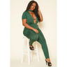 Plus Size Jumping In Time Deep V - Neck Jumpsuit - 1XL