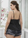 Plus Size Lace Trim Scoop Neck Cami and Printed Shorts