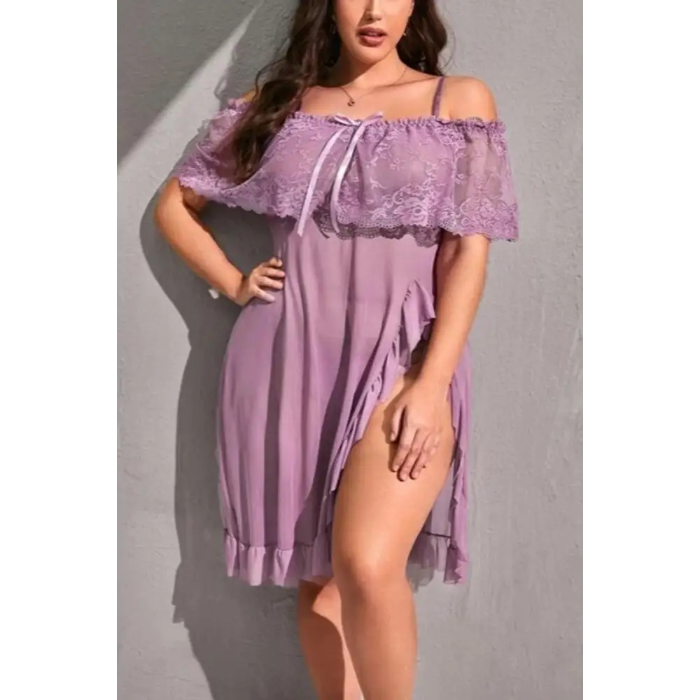 Plus Size Mesh Underwire Babydoll with G - String Panty