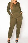 Plus Size Olive Cargo Jumpsuit - 1XL / Green - Jumpsuits