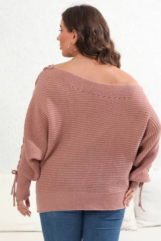 Plus Size One Shoulder Beaded Sweater - Pullover Sweaters