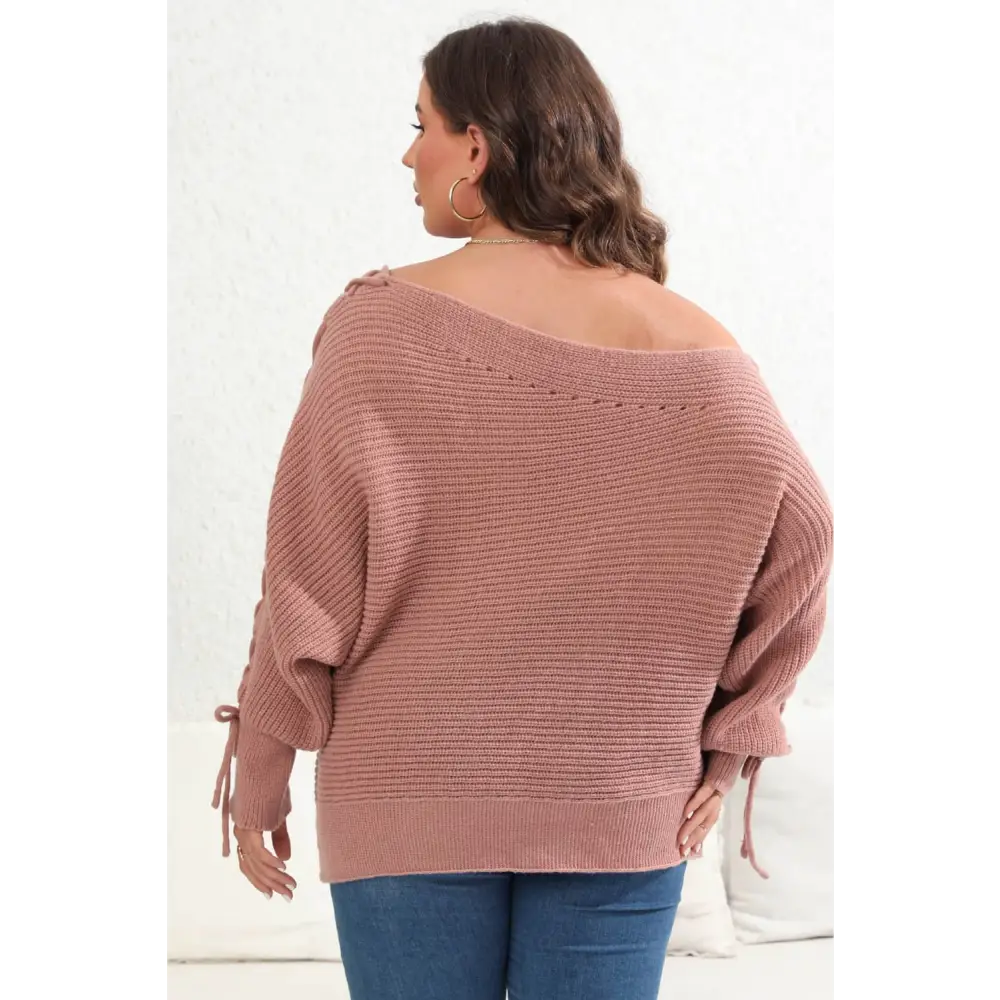 Plus Size One Shoulder Beaded Sweater - Pullover Sweaters