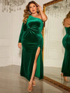 Plus Size One-Shoulder Twisted Split Dress - Maxi Dresses