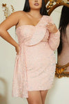 Plus Size Peach Fuzz Sequin Mini Dress - XL / Dresses