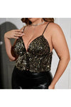 Plus Size Sequins Backless Crop Top - Tops