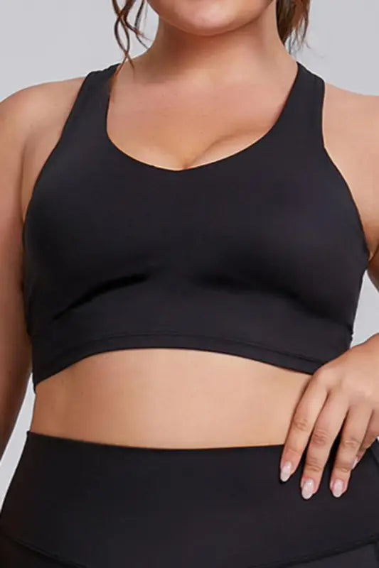 Plus Size Sleeveless Back Y-Strap Sports Bra - XL / Black
