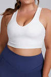 Plus Size Sleeveless Back Y-Strap Sports Bra - XL / White