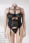 Plus Size The Only One Mesh Lace Gartered Strappy Teddy