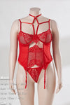 Plus Size The Only One Mesh Lace Gartered Strappy Teddy